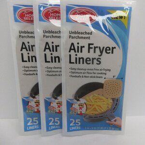 Home Select Air Fryer Liners Disposable, Unbleached Parchment lot of 3 75 count